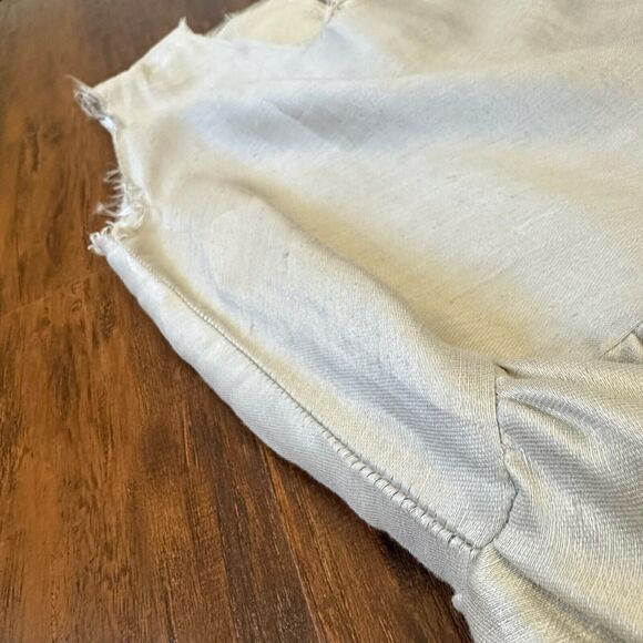 SHOSH Linen Blend Mini Dress Beige A-Line Sleeveless Babydoll Flowy - Picture 4 of 11